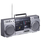 Aiwa Backtrack Retro Boombox With Bluetooth  Silver
