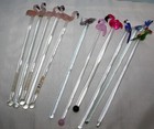 Vintage Lot 40  Glass plastic Swizzle Sticks Stirrers W hazel Atlas Glass Jar