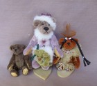 3 Miniature Little Gem Bears Brown  Nat Amer  Mother   Baby 1 1 4 -2 1 2  Exc