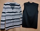 Vtg 7 Pc 70s Womens Clothing Blouse Tops Skirts Lot White Black Red Stripe Solid