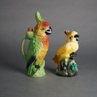 Pair Of French Majolica Figural Pottery Exotic Birds C1940