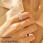925 Sterling Silver Hug Ring For Women Men Adjustable Hugging Hands Open Love Us