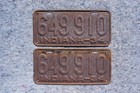 1934 Indiana License Plate Plates Pair   Set