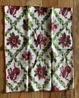 Lot 8 Vintage Christmas Cloth Napkins Red green Bells poinsettia Holly 14x17
