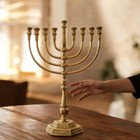 Hanukkah Menorah Jewish Judaica Israel Vintage Brass Chanukah Candle Holder