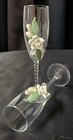 Lillian Rose White Orcelain Rose Wedding Toasting Glass Flutes - Set Of Two
