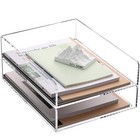 Letter Tray  Clear Acrylic Paper Tray  School Teacher Office 2 Trays Vertical