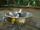 Floor Standing Bowl Silver Champagne Bucket Distressed Look Wine Cooler Gifts