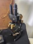 Antique 1924 Brass Bausch   Lomb Binocular Microscope With Box And Accessories    