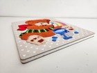 Teddy Bear Rainbow Wall Art Picture Vtg 80s Yarn Craft Kids Room Nursery Decor