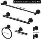 6 Pcs Towel Bar Set Bathroom Hardware Set Stainless Steel Bath Accessories Black