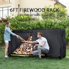 6ft Heavy Duty Indoor Outdoor Firewood Storage Log Rack W  Cover Combo Set Black