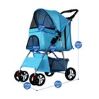 4 Wheels Folding Portable Pet Stroller Cat Dog Cage Travel Carrier With Basket
