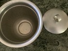 Vintage Mid Century Hammered Aluminum Ice Bucket With Handle   Tongs