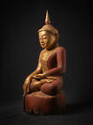 Old Wooden Burmese Buddha Statue From Burma  Early 20th Century