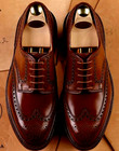 Men s Handmade Genuine Brown Leather Oxford Lace Up Wingtip Formal Dress Shoes