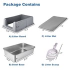 Large Stainless Steel Cat Litter Box High Sided Anti Leak Pan With Scoop Mat