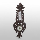 Vintage Ornate Carved Wood Wall Thermometer Barometer Weather Statio