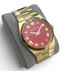 Michael Kors Mk6936 Parker Women   s Red Dial Gold Tone Stainless Steel Watch