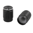 24 Pcs 6mm Diameter Aluminum Round Potentiometer Rotary Knob Cap Black