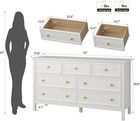 Lynsom 7 Drawer White Dresser For Bedroom  55  Wood Dresser With Gold Handles  W