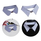 Unisex Lapel False Collar Blue Striped Detachable Blouse Fake Half Shirt Collar