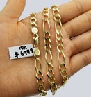 Solid 10k Yellow Gold Figaro Link Chain 7mm 22  Heavy Necklace Men Women Real