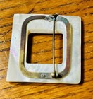Antique Iridescent Mother Of Pearl Hand Carved 1 5    Square Brooch-victorian Pin
