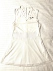 Nike Court Slam White Tennis Dress Sz Large Sexy Zip Back With Pleat Sleeveless
