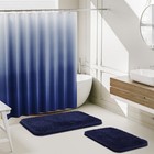 15 Pcs Bathroom Sets Complete With Shower Curtain Set  Non-slip Rug Navy Blue