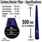 Blue - Carbon Fiber Tube - 25mm X 23mm X 500mm - 3k Roll Wrapped