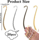 20 Pack Beadable Bookmarks  Metal Bookmarks  Carved Hook Bookmark With Hole For