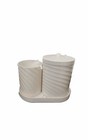 4-piece Striped Matte Plastic Bathroom Set  Soap Dispenser  Holder  Tray