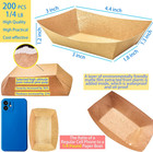 200 Pack Disposable Paper Food Trays Kraft Brown Boats Serving Party Snacks