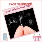 Lionvison 600pcs Short Stiletto Nail Tips  Half Cover Clear Gel Nails  12 Sizes 