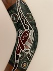 Vintage 12 1 8   australian Wood Boomerang Hand Painted Kangaroo Art Decor