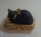1995 Estee Lauder Black Frosted Cat Kitten Meow Pillow Solid Perfume Compact  