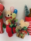 Vintage Fuzzy Teddy Bear Christmas Tree Ornaments Decoration Mixed Lot Of 5