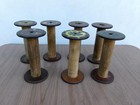   7    Antique Wooden Thread Spools Bobbin Spindles Industrial Textile Mill