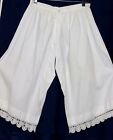 Antique Edwardian Women s Ivory Cotton Split Bloomers Pantaloons Crocheted Trim