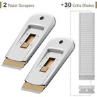 Bates- Metal Razor Blade Scraper  2 Pack  30 Extra Blades  Scraper For Cleaning 