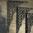 4 Ornate Antique vintage Black Cast Iron Shelf Brackets - Metal Hardware Salvage