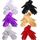 Short Satin Gloves For Women Wrist Length Opera Gloves Christmas Costume Gloves