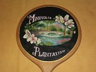 Vintage Artist Diamond  Magnolia Plantation Hand Painted Vanity Hand  Mirror