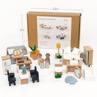 Wooden Dollhouse Furniture Playset 35 Pieces With Family Dolls For Kids 3 