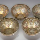 5 Mamluk Revival Cairoware Bowls Dated 1898 Silver Copper Inlay Museum Quality