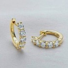 Women Men Iced Cz Yellow Gold Plated 925 Sterling Silver Huggie Hoop Earrings