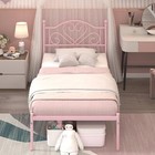 Pink   White Twin Bed Frames With Headboard Heavy Duty For Kids Girls Adults Usa