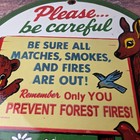 Vintage Forest Service Gas Pump Sign - Smokey The Bear Be Careful Porcelain Sign