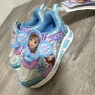 Disney Frozen Elsa Anna Girls Light-up Hook   Loop Sneakers Blue Purple Sz 6